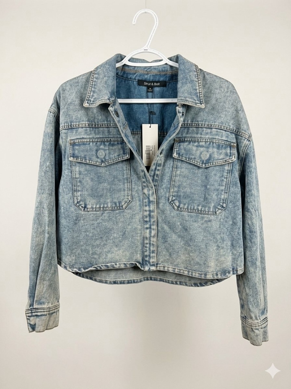 STRUT & BOLT/ Women’s Light Blue Denim Cropped Jacket/ M/ NWT/ Ptp-22”
